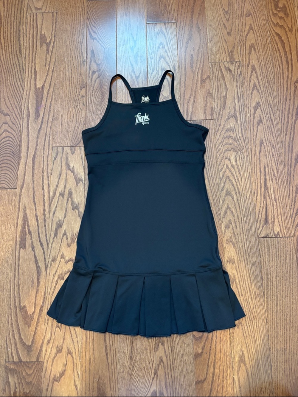 Frankie Shop Black Girls' Pleated Hem Tank Dress